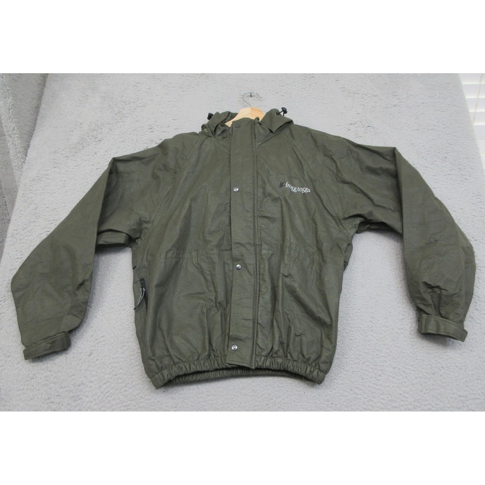 Frogg Toggs Rain Jacket Mens S Olive Green Waterproof Hooded Fishing Outdoor